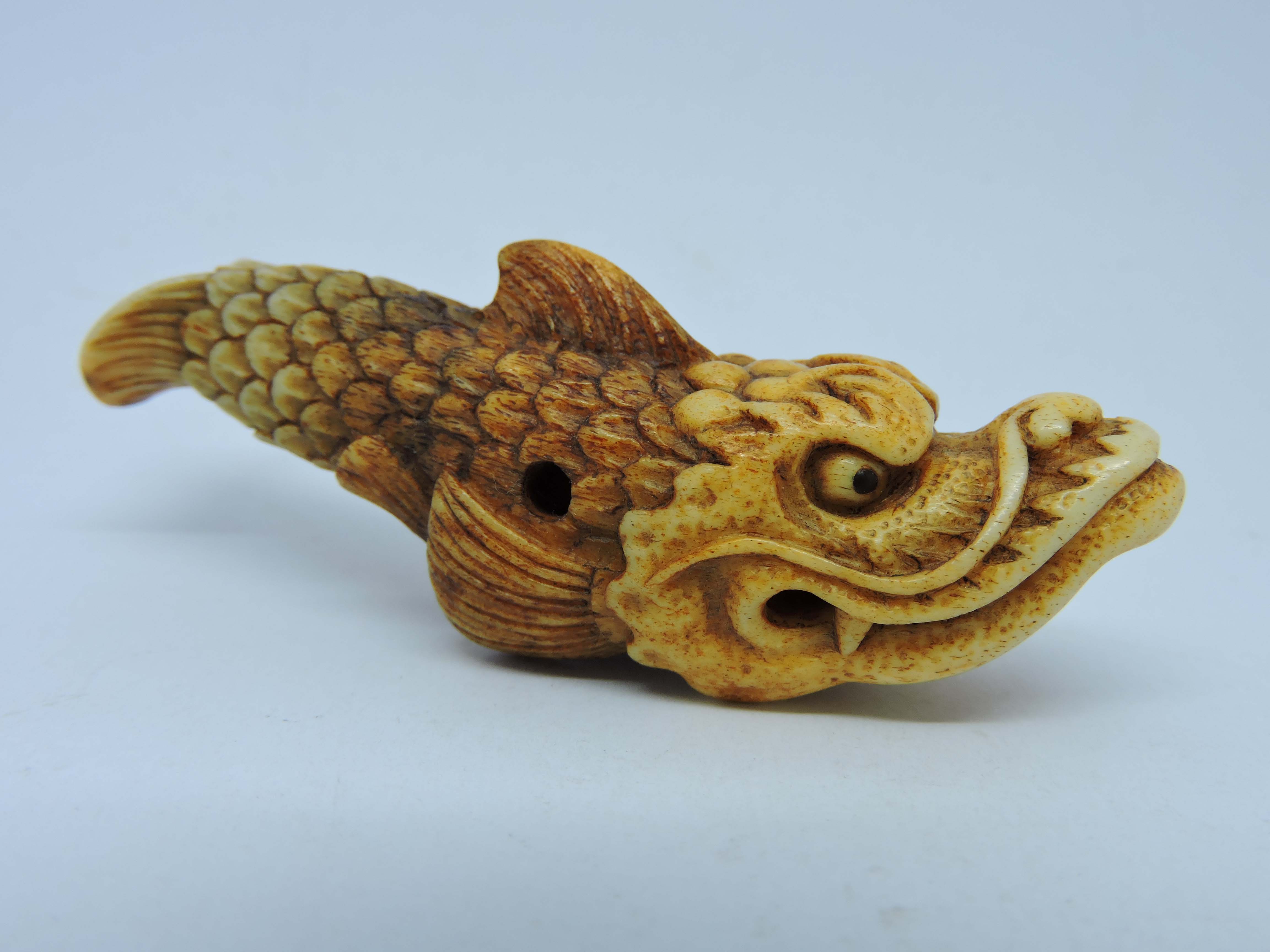 Contemporary netsuke, fish, miniature sculpture